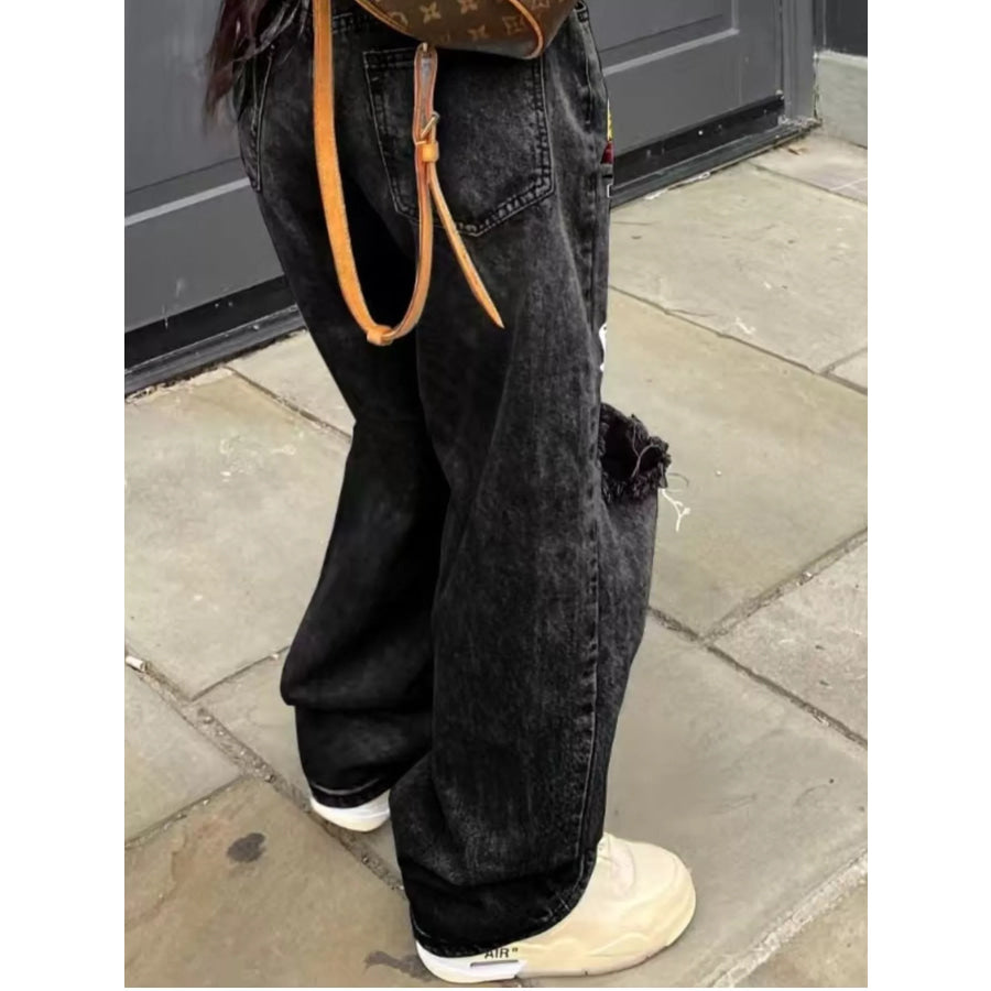 Full Size Distressed Wide-Leg Jeans Plus Apparel and Accessories
