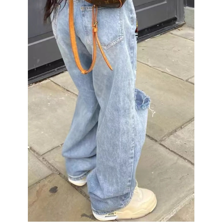Full Size Distressed Wide-Leg Jeans Plus Apparel and Accessories