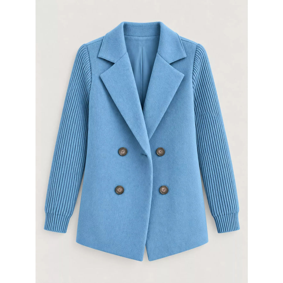 Full Size Double-Breasted Lapel Collar Blazer Plus Apparel and Accessories
