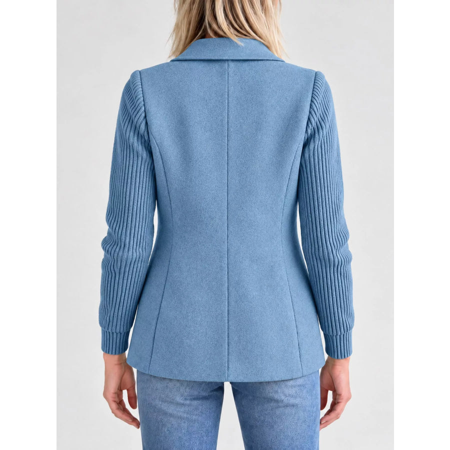 Full Size Double-Breasted Lapel Collar Blazer Plus Apparel and Accessories