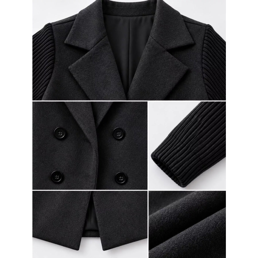 Full Size Double-Breasted Lapel Collar Blazer Plus Apparel and Accessories