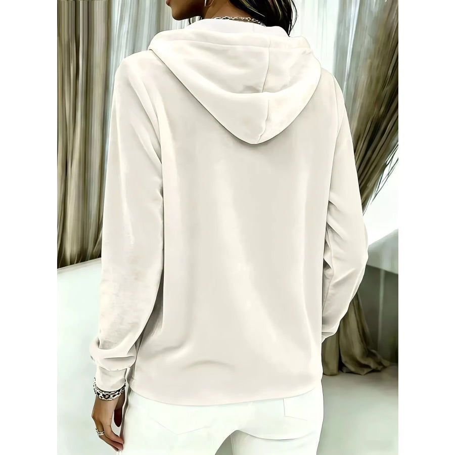 Full Size Drawstring Button Detail Hoodie Plus Size Apparel and Accessories
