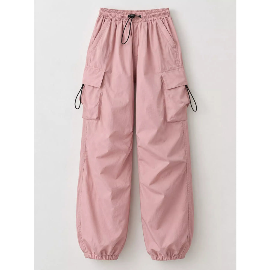 Full Size Drawstring Cargo Pants Plus Pink / S Apparel and Accessories