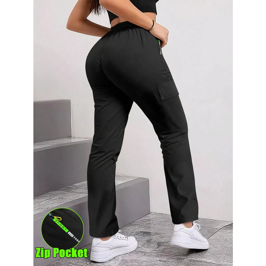 Full Size Drawstring Cargo Pants with Zip Pocket Plus Size Apparel and Accessories