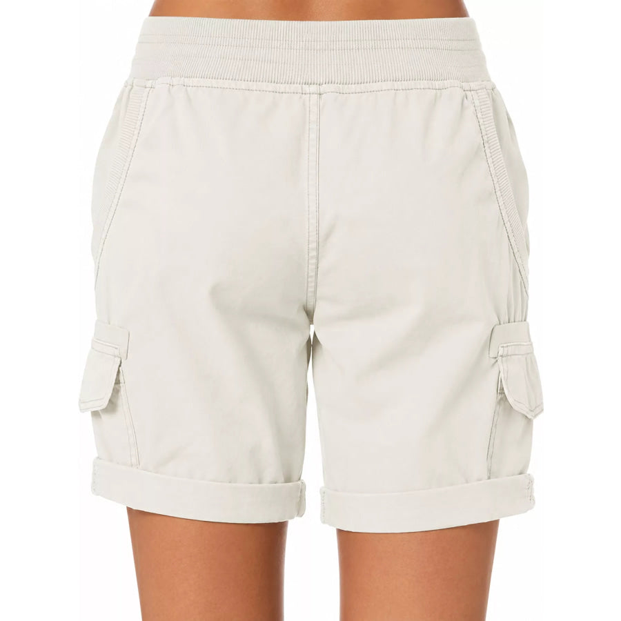 Full Size Drawstring Cargo Shorts Plus Khaki / S Apparel and Accessories