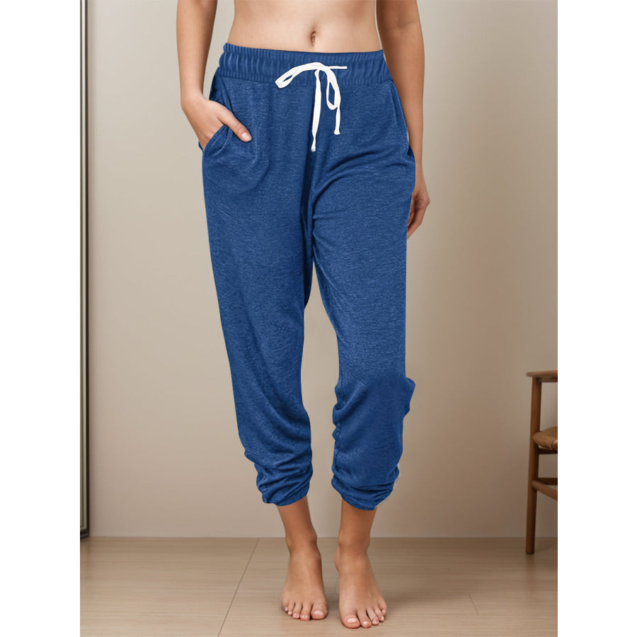 Full Size Drawstring Elastic Waist Joggers with Pockets Apparel and Accessories