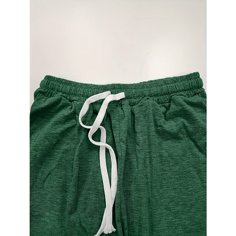 Full Size Drawstring Elastic Waist Joggers with Pockets Dark Green / S Apparel and Accessories