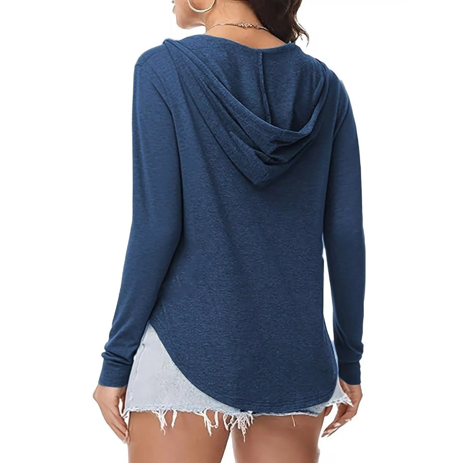 Full Size Drawstring Long Sleeve Hooded Top Plus Size Apparel and Accessories