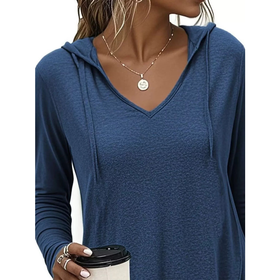 Full Size Drawstring Long Sleeve Hooded Top Plus Size Apparel and Accessories