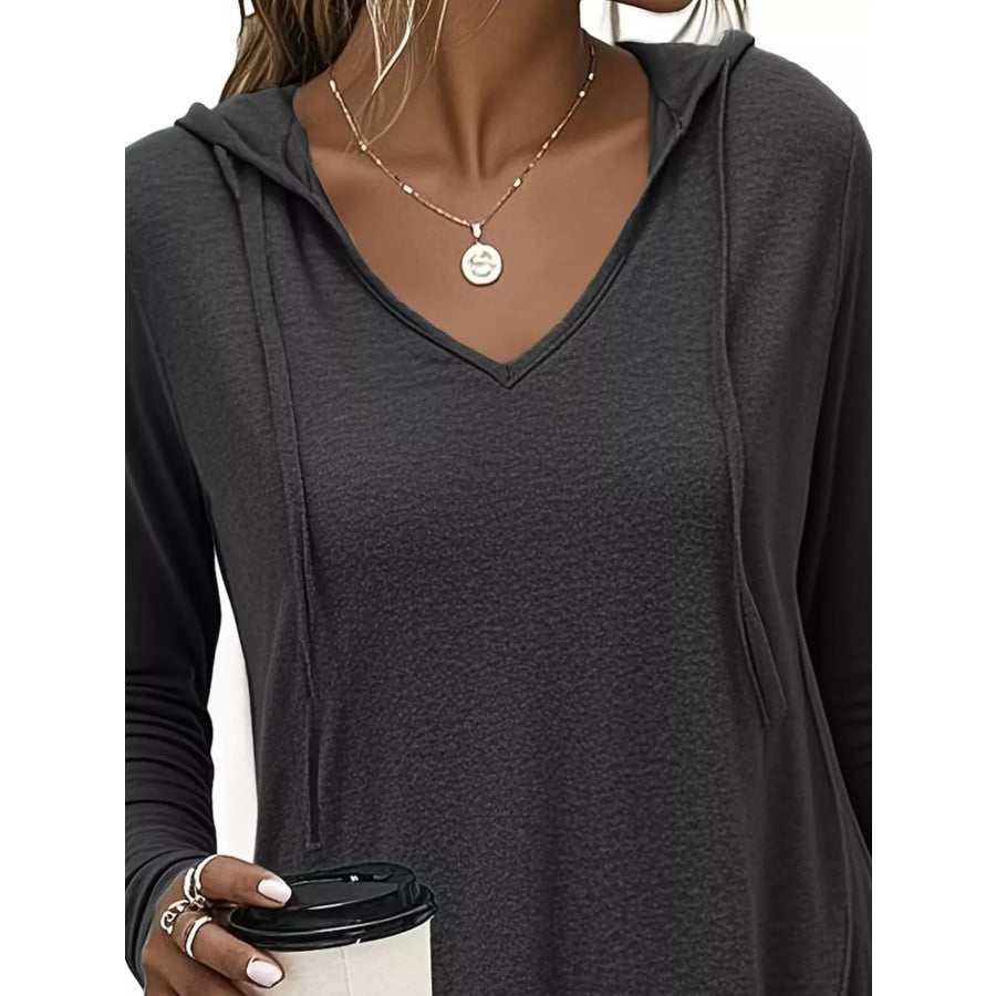 Full Size Drawstring Long Sleeve Hooded Top Plus Size Apparel and Accessories