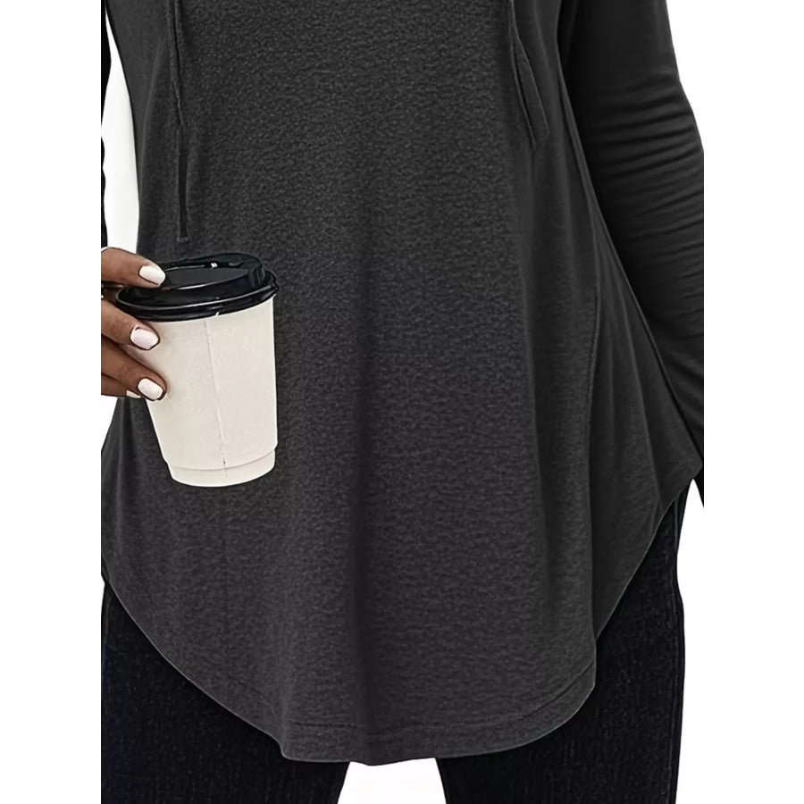 Full Size Drawstring Long Sleeve Hooded Top Plus Size Apparel and Accessories