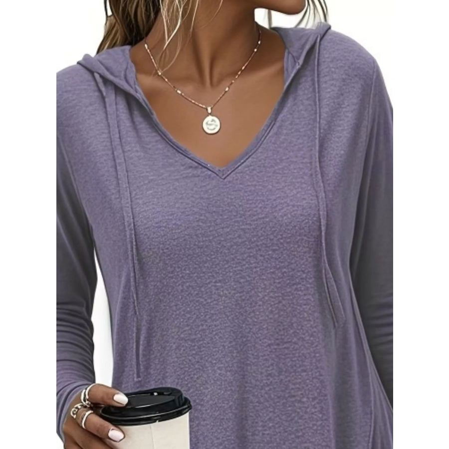 Full Size Drawstring Long Sleeve Hooded Top Plus Size Apparel and Accessories