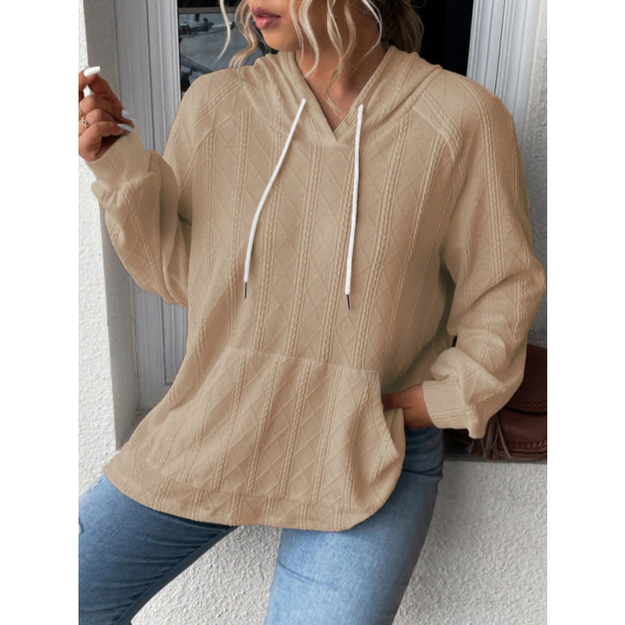 Full Size Drawstring Long Sleeve Hoodie Camel / S Apparel and Accessories