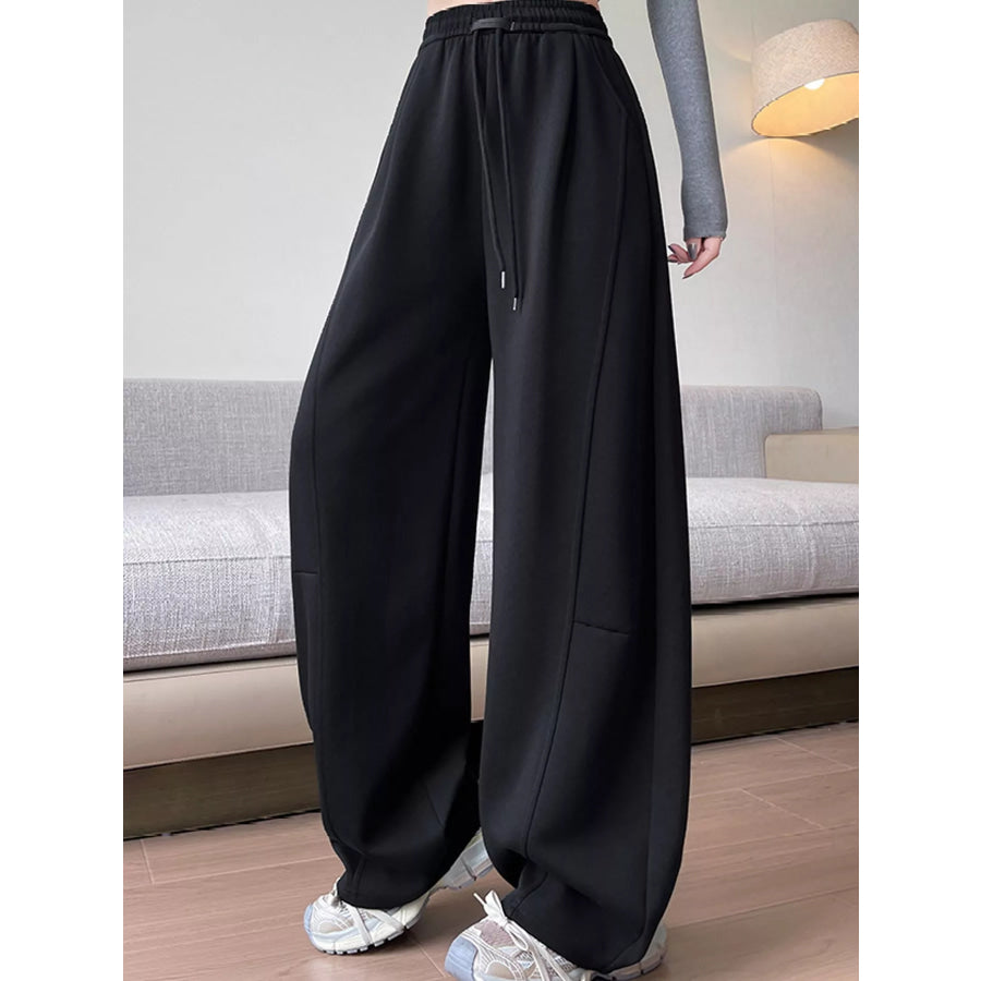 Full Size Drawstring Loose Fit Wide-Leg Sweatpants Plus Apparel and Accessories
