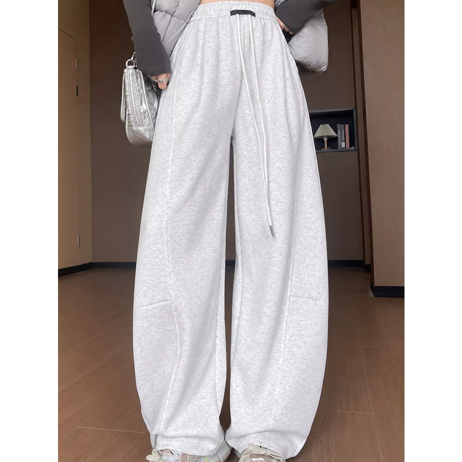 Full Size Drawstring Loose Fit Wide-Leg Sweatpants Plus Apparel and Accessories