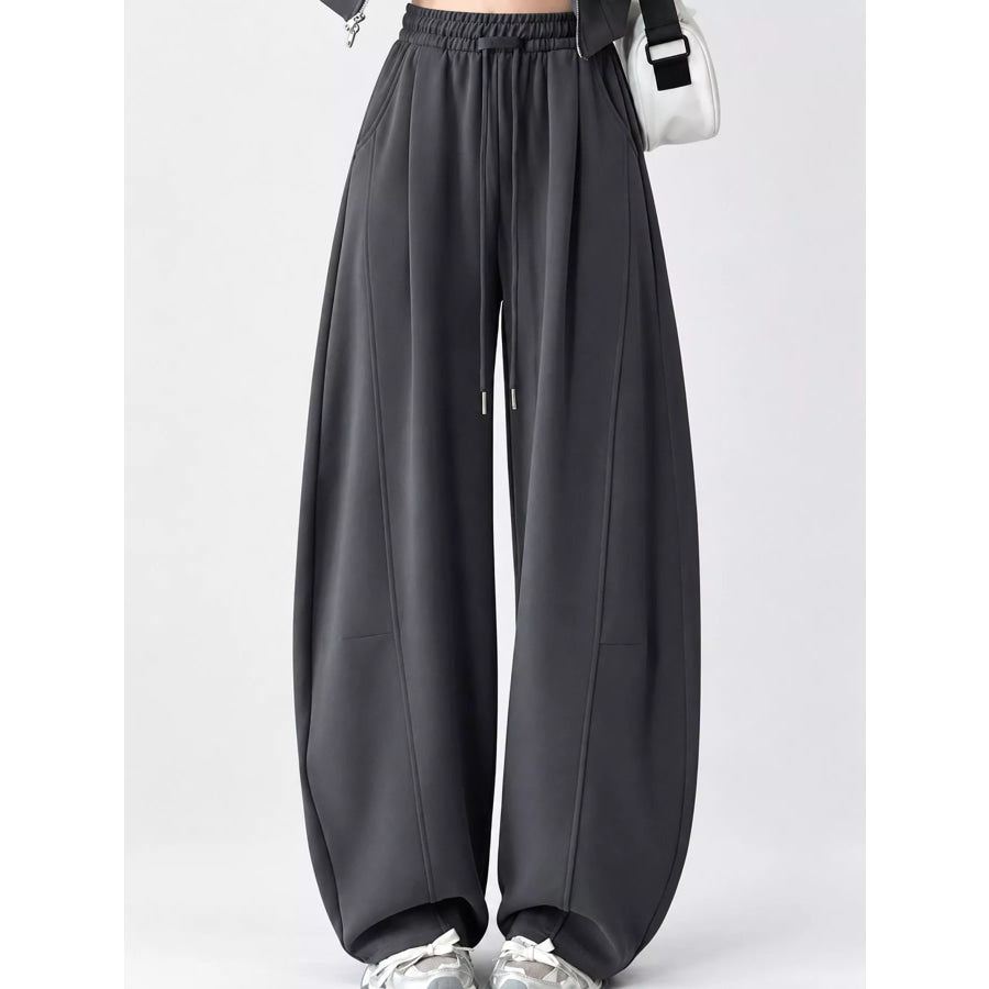 Full Size Drawstring Loose Fit Wide-Leg Sweatpants Plus Apparel and Accessories