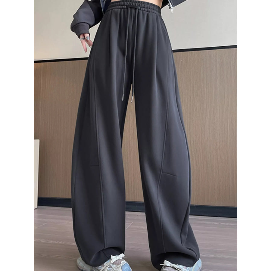 Full Size Drawstring Loose Fit Wide-Leg Sweatpants Plus Apparel and Accessories