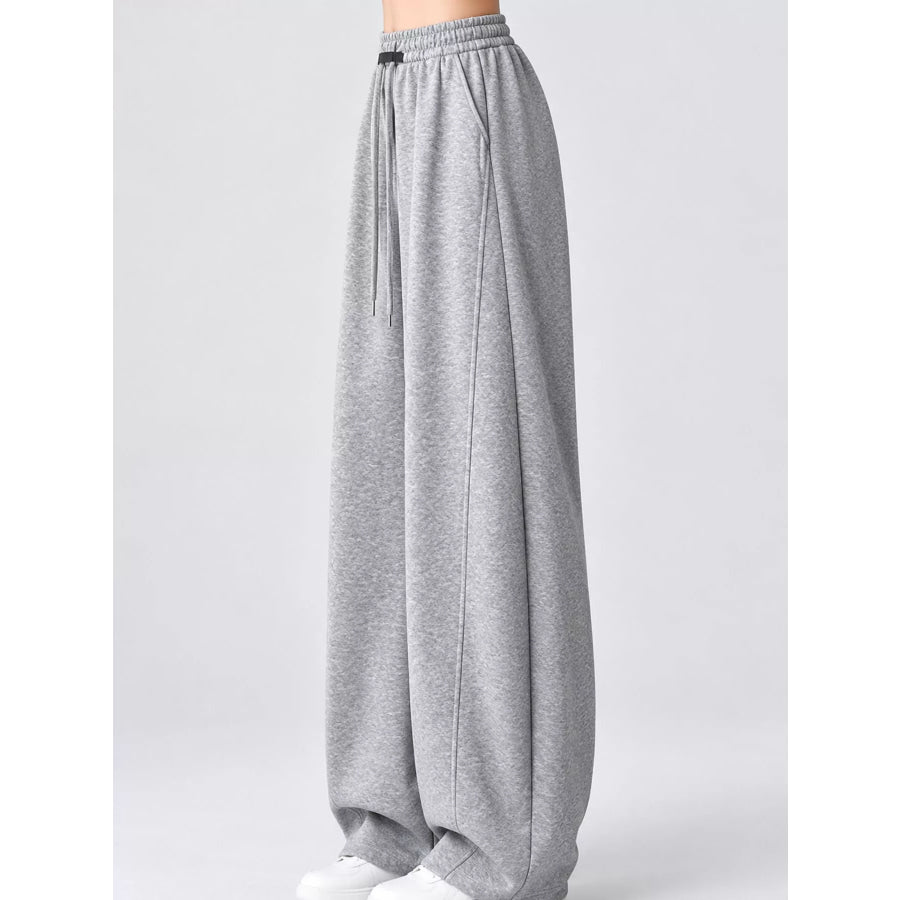 Full Size Drawstring Loose Fit Wide-Leg Sweatpants Plus Apparel and Accessories
