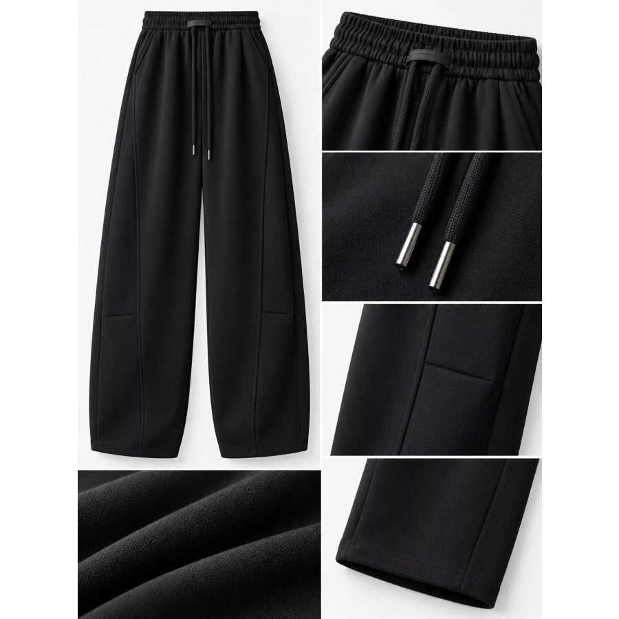 Full Size Drawstring Loose Fit Wide-Leg Sweatpants Plus Apparel and Accessories