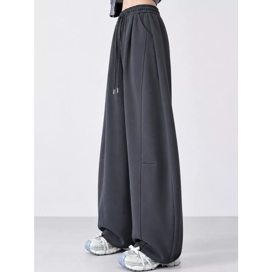 Full Size Drawstring Loose Fit Wide-Leg Sweatpants Plus Apparel and Accessories