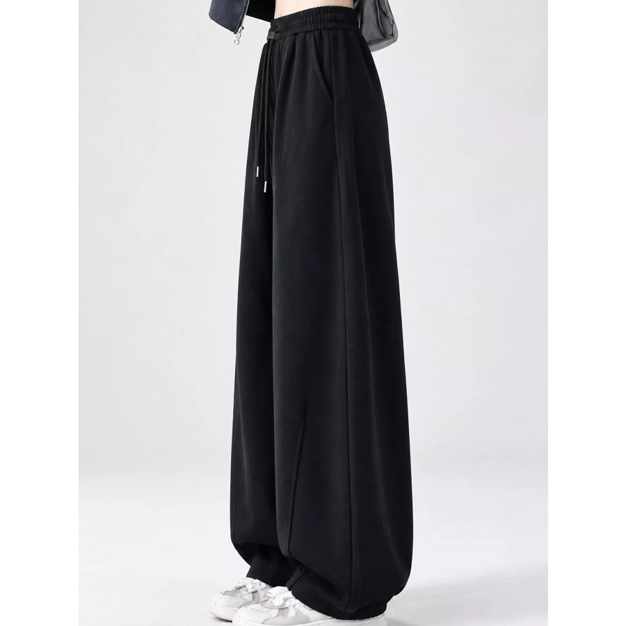 Full Size Drawstring Loose Fit Wide-Leg Sweatpants Plus Apparel and Accessories