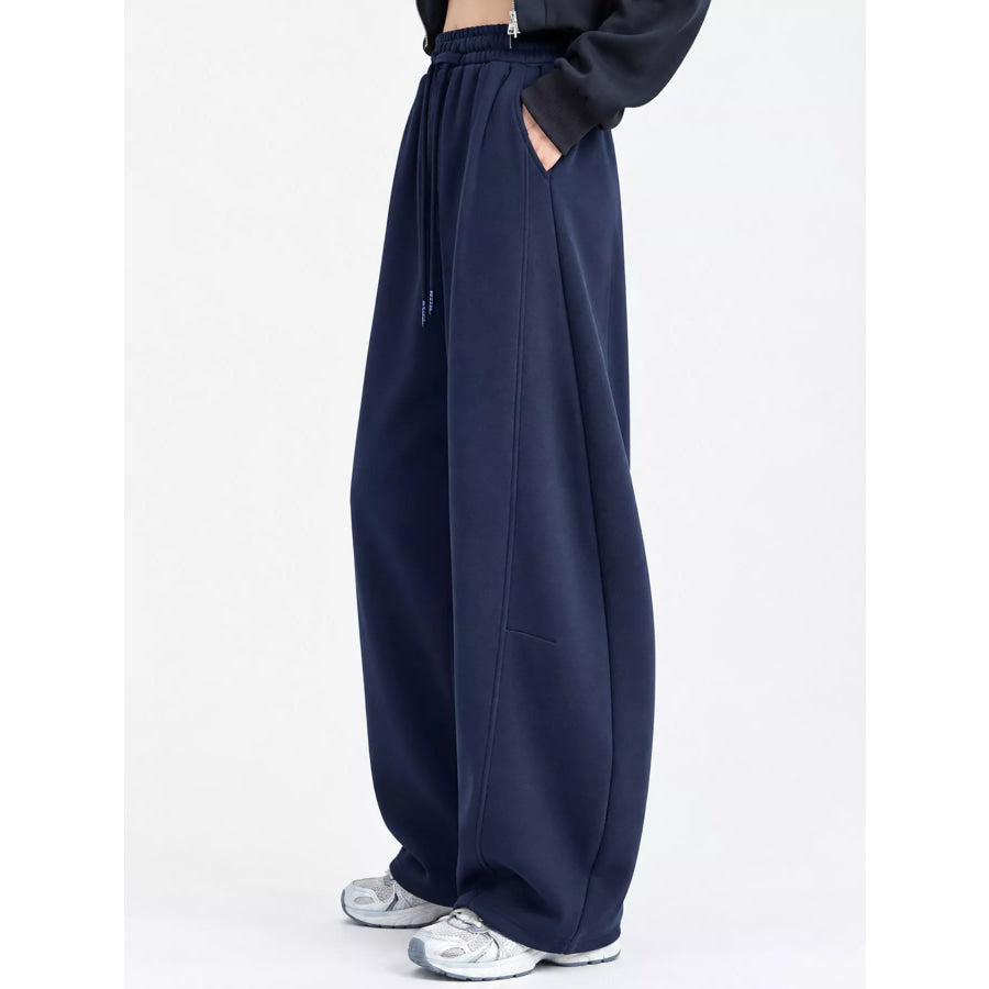 Full Size Drawstring Loose Fit Wide-Leg Sweatpants Plus Apparel and Accessories
