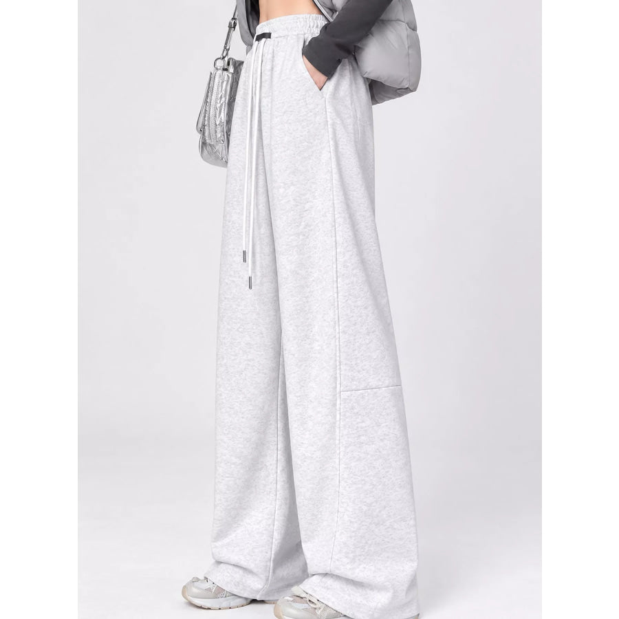 Full Size Drawstring Loose Fit Wide-Leg Sweatpants Plus Apparel and Accessories