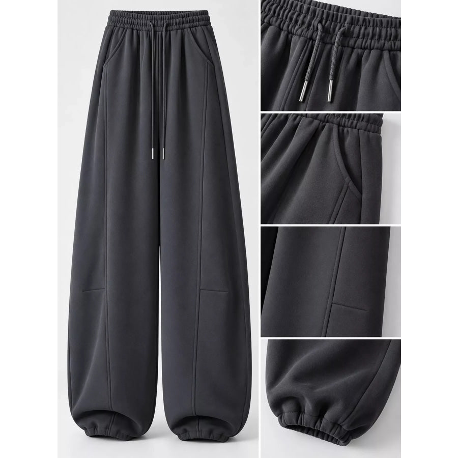 Full Size Drawstring Loose Fit Wide-Leg Sweatpants Plus Apparel and Accessories