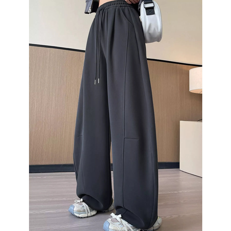 Full Size Drawstring Loose Fit Wide-Leg Sweatpants Plus Apparel and Accessories