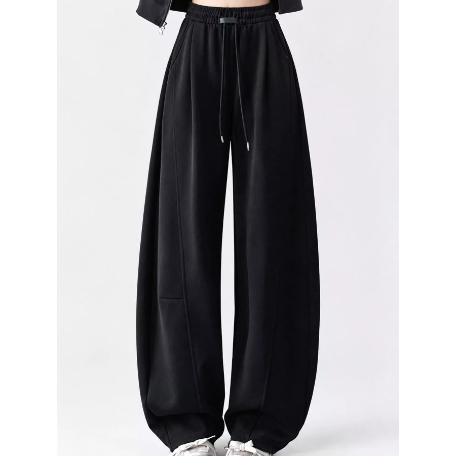 Full Size Drawstring Loose Fit Wide-Leg Sweatpants Plus Black-Spring And Fall-Tall / S Apparel Accessories