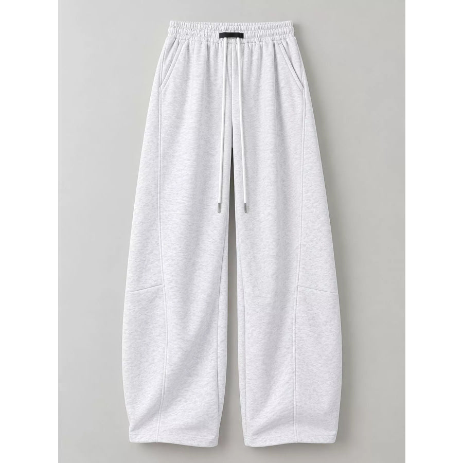 Full Size Drawstring Loose Fit Wide-Leg Sweatpants Plus White Gray-Spring And Fall-Tall / S Apparel Accessories