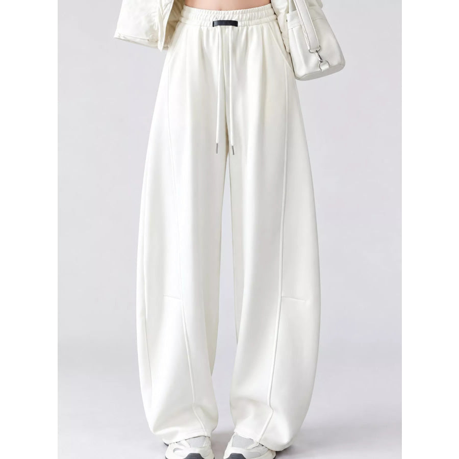 Full Size Drawstring Loose Fit Wide-Leg Sweatpants Plus White-Spring And Fall-Tall / S Apparel Accessories