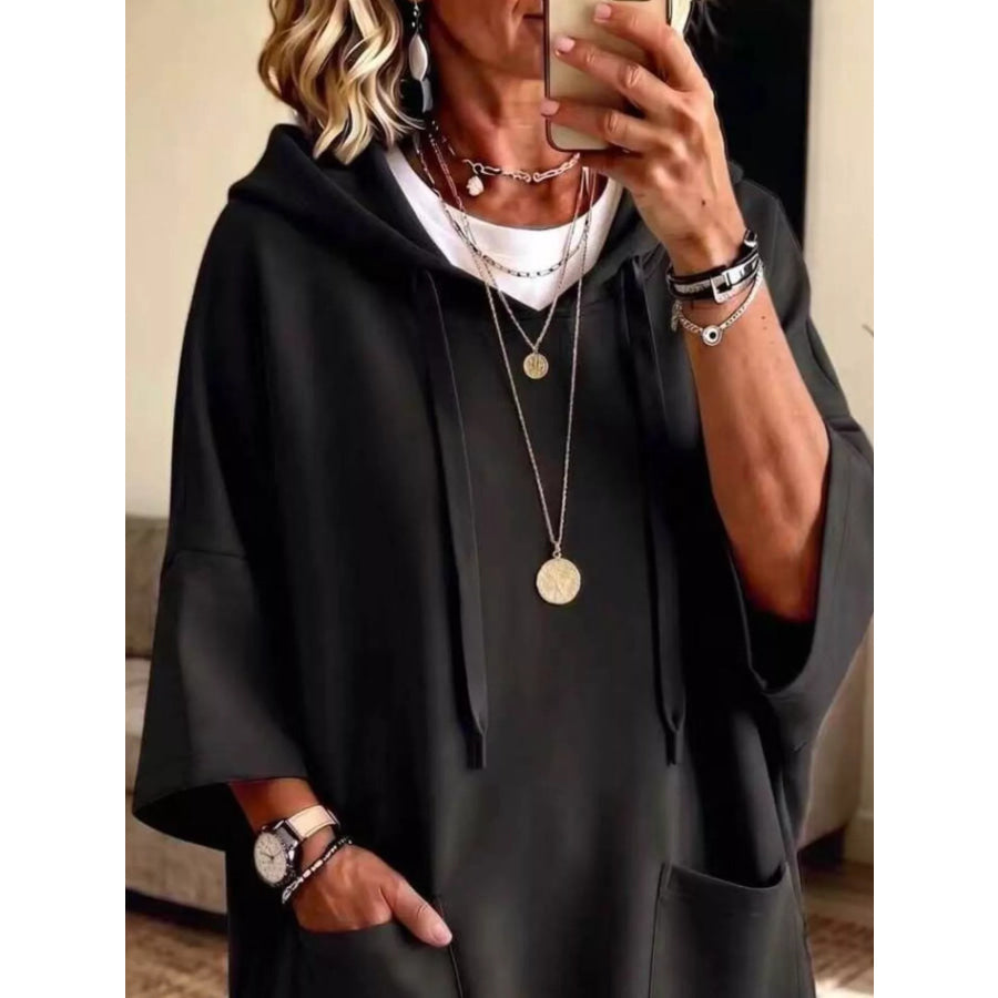 Full Size Drawstring Oversized Front Pockets Hoodie Plus Apparel and Accessories