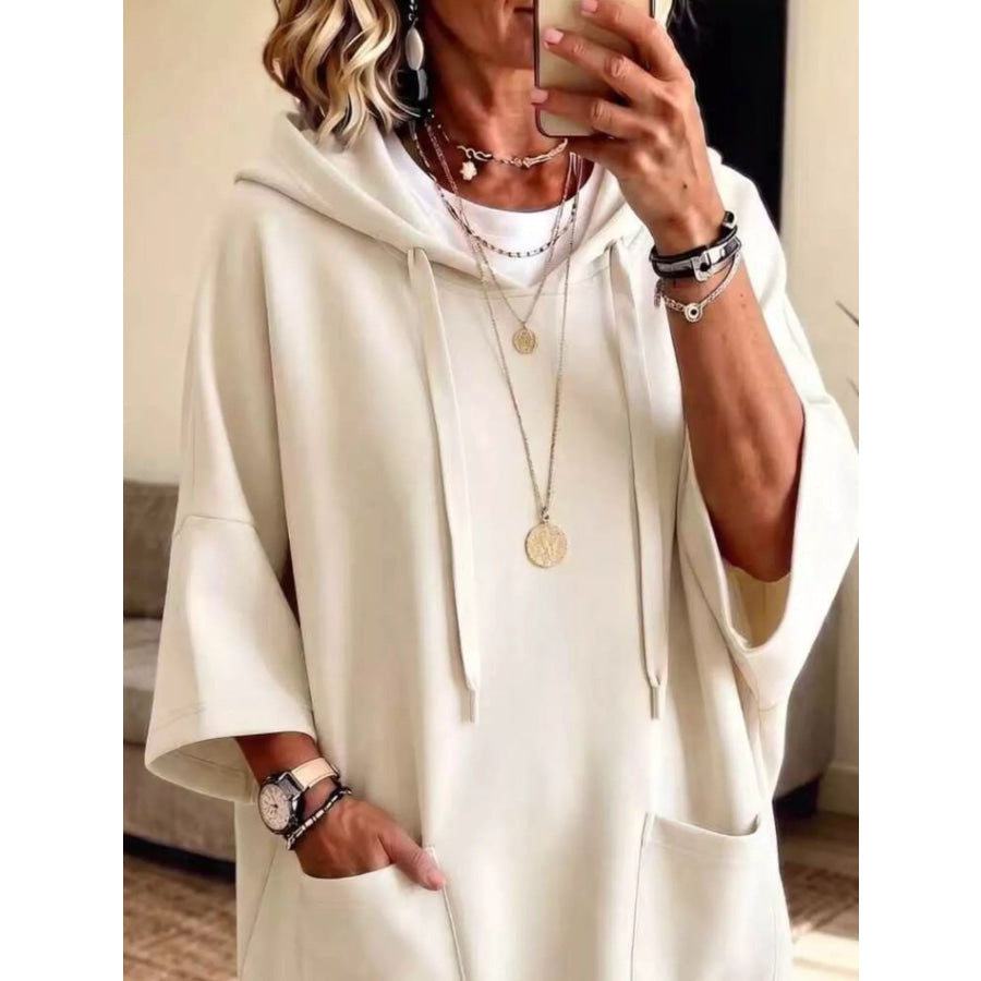 Full Size Drawstring Oversized Front Pockets Hoodie Plus Apparel and Accessories