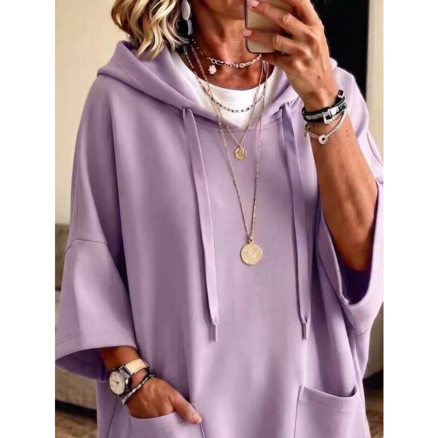 Full Size Drawstring Oversized Front Pockets Hoodie Plus Apparel and Accessories