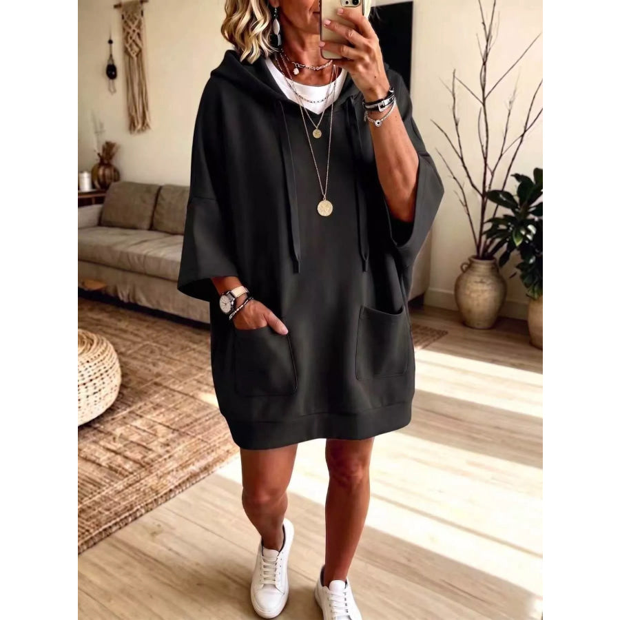 Full Size Drawstring Oversized Front Pockets Hoodie Plus Black / S Apparel and Accessories