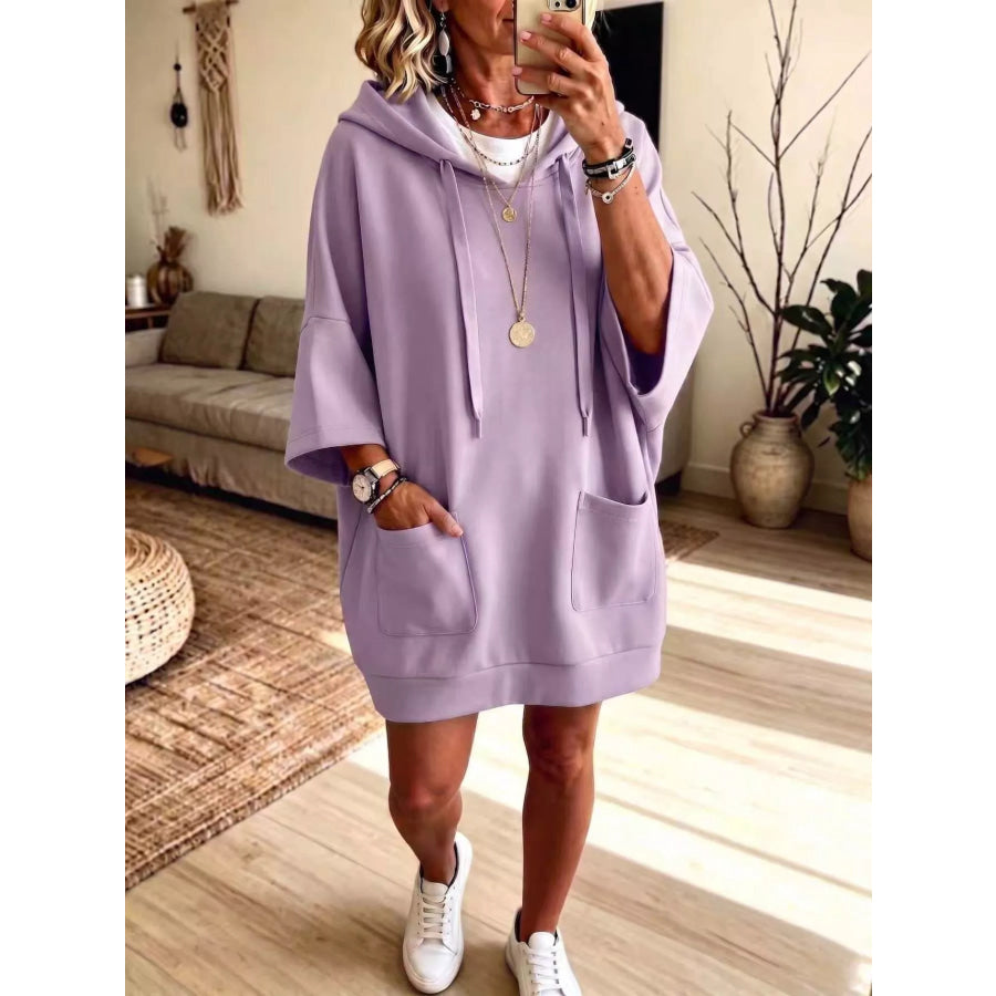 Full Size Drawstring Oversized Front Pockets Hoodie Plus Lavender / S Apparel and Accessories