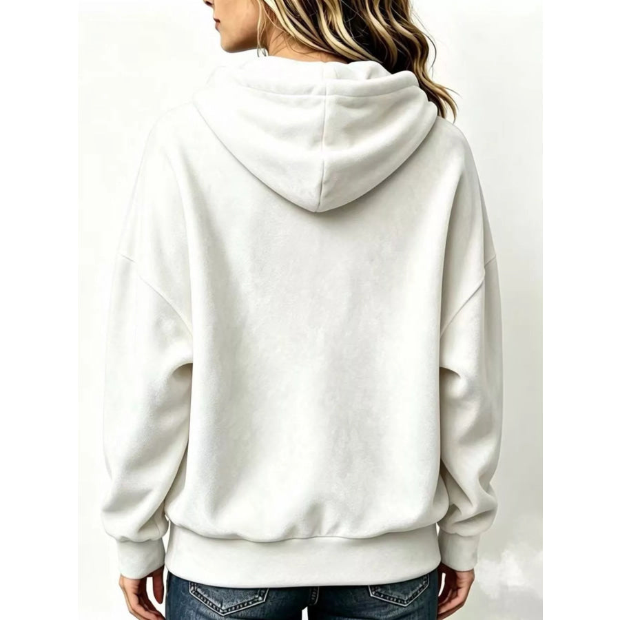 Full Size Drawstring Velvet Long Sleeve Hoodie Plus Size Apparel and Accessories