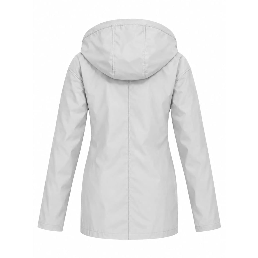 Full Size Drawstring Waterproof Hooded Outerwear Plus Apparel and Accessories