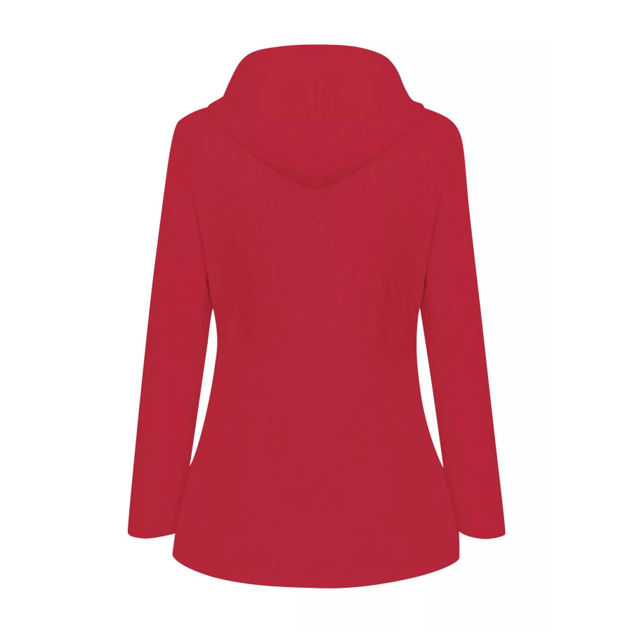 Full Size Drawstring Waterproof Hooded Outerwear Plus Apparel and Accessories