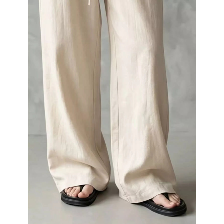 Full Size Drawstring Wide-Leg Casual Pants Plus Apparel and Accessories