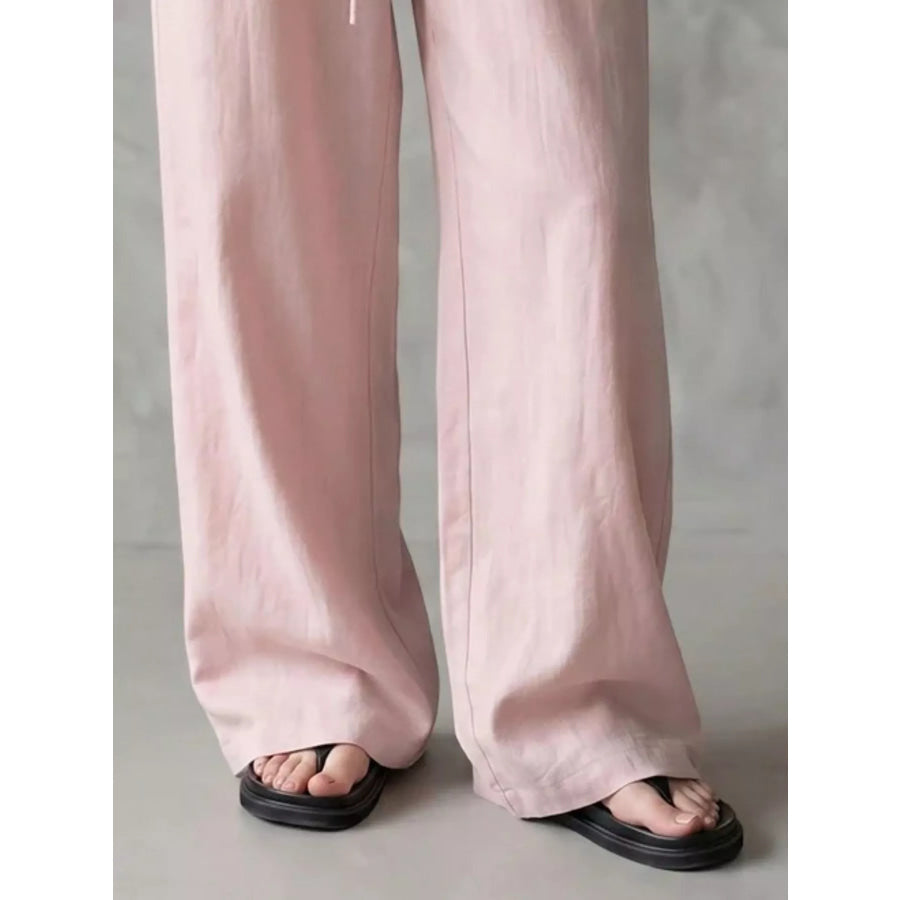 Full Size Drawstring Wide-Leg Casual Pants Plus Apparel and Accessories