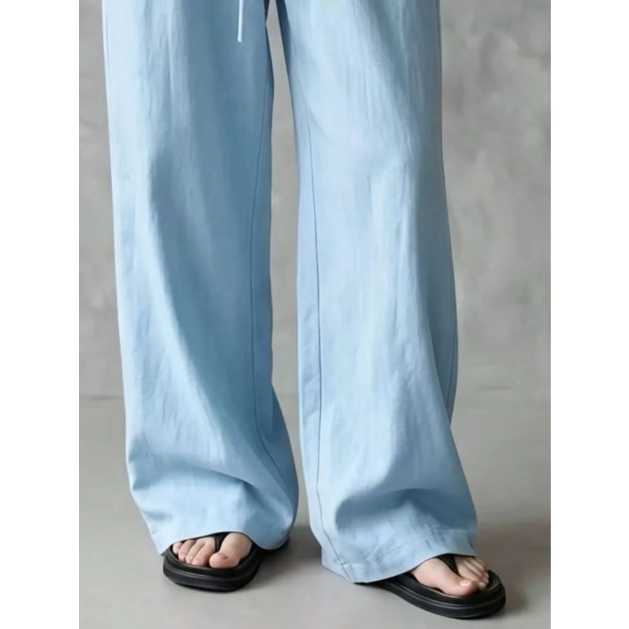 Full Size Drawstring Wide-Leg Casual Pants Plus Apparel and Accessories
