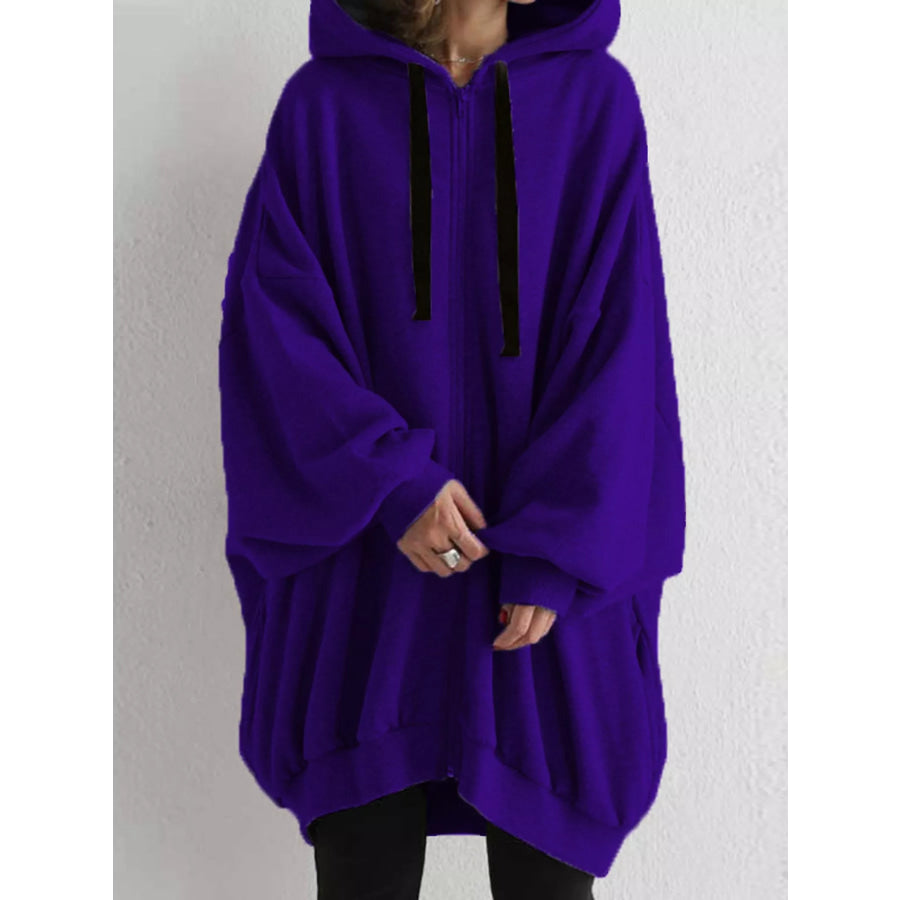 Full Size Drawstring Zip-Up Oversize Hoodie Plus Purple / S Apparel and Accessories
