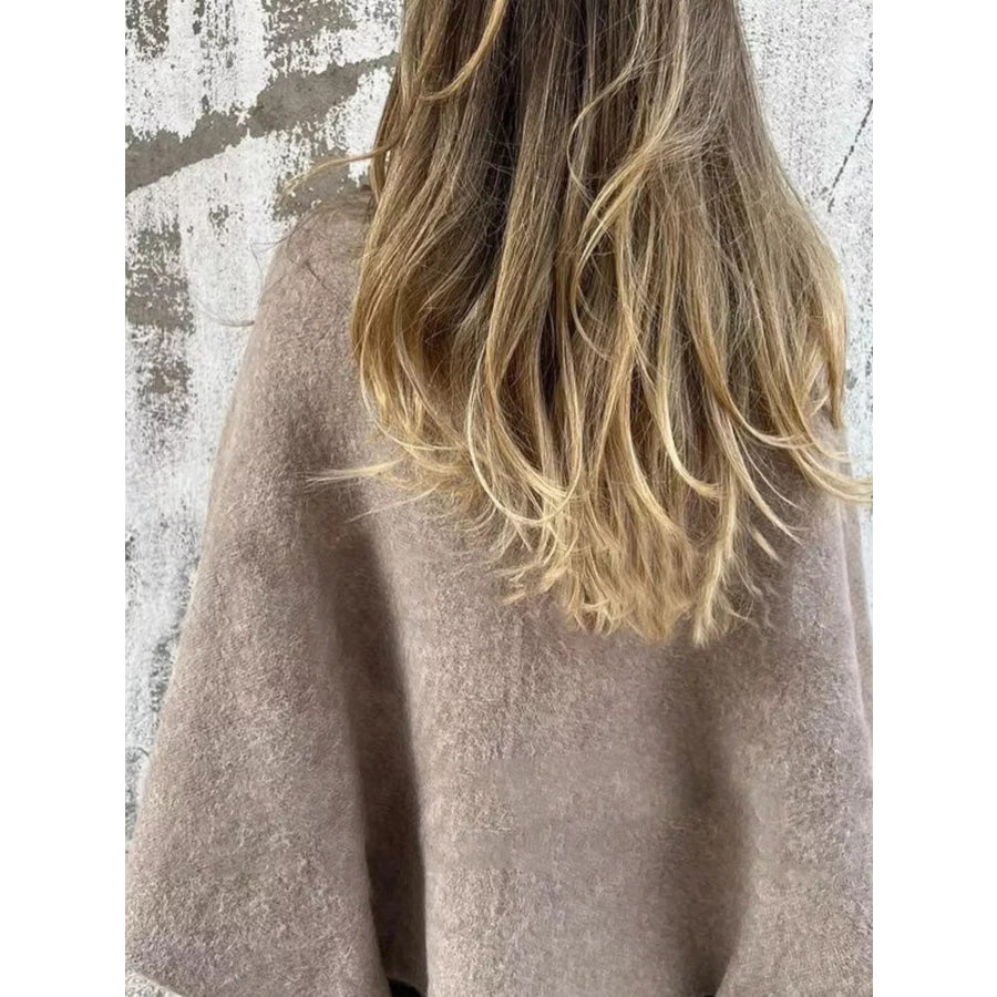 Full Size Dropped Shoulder Fuzzy Knit Cardigan Plus Size Apparel and Accessories