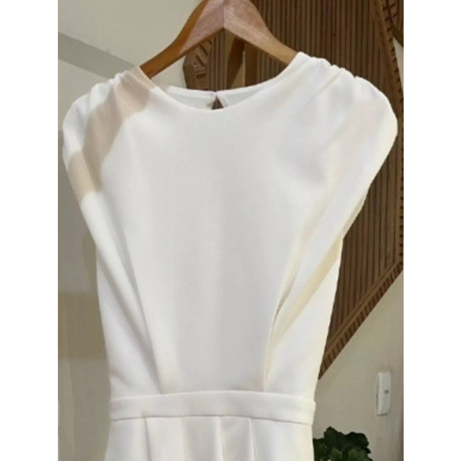 Full Size Elegant Asymmetrical Backless Pleated Dress Plus Apparel and Accessories