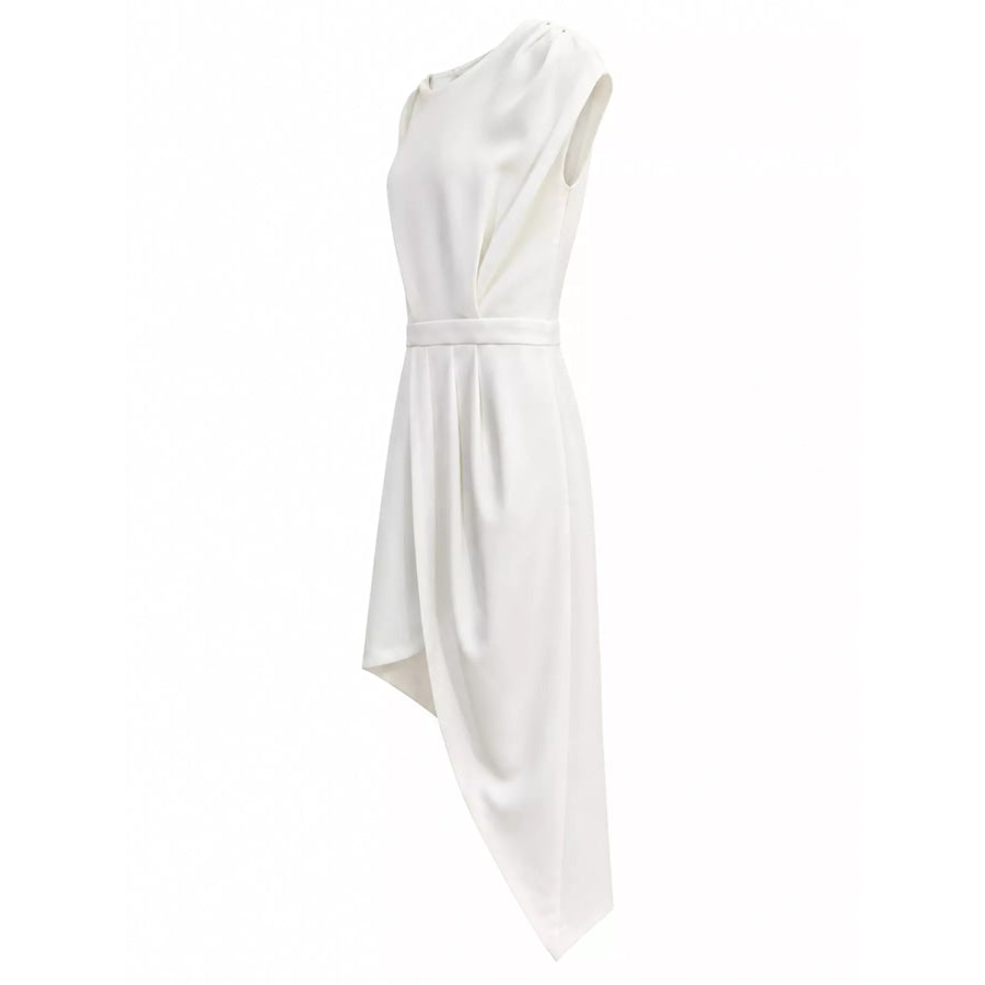 Full Size Elegant Asymmetrical Backless Pleated Dress Plus Apparel and Accessories