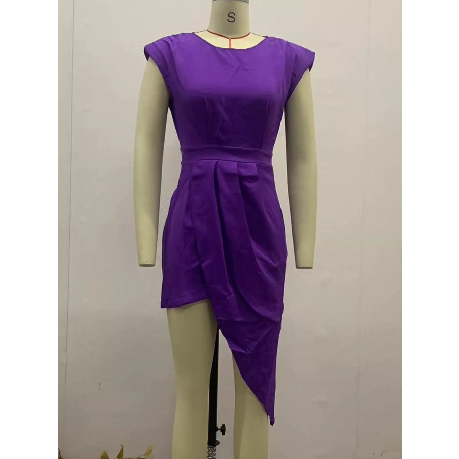 Full Size Elegant Asymmetrical Backless Pleated Dress Plus Purple / XS Apparel and Accessories