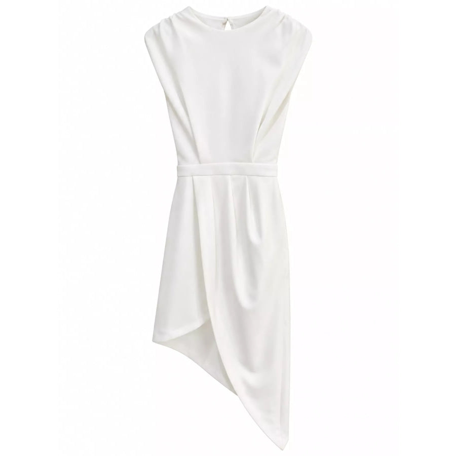 Full Size Elegant Asymmetrical Backless Pleated Dress Plus White / XS Apparel and Accessories