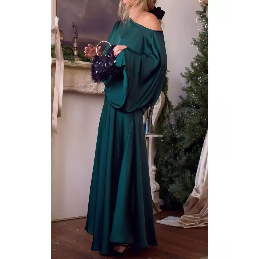 Full Size Elegant Batwing Sleeve Maxi Dress Plus Size Apparel and Accessories